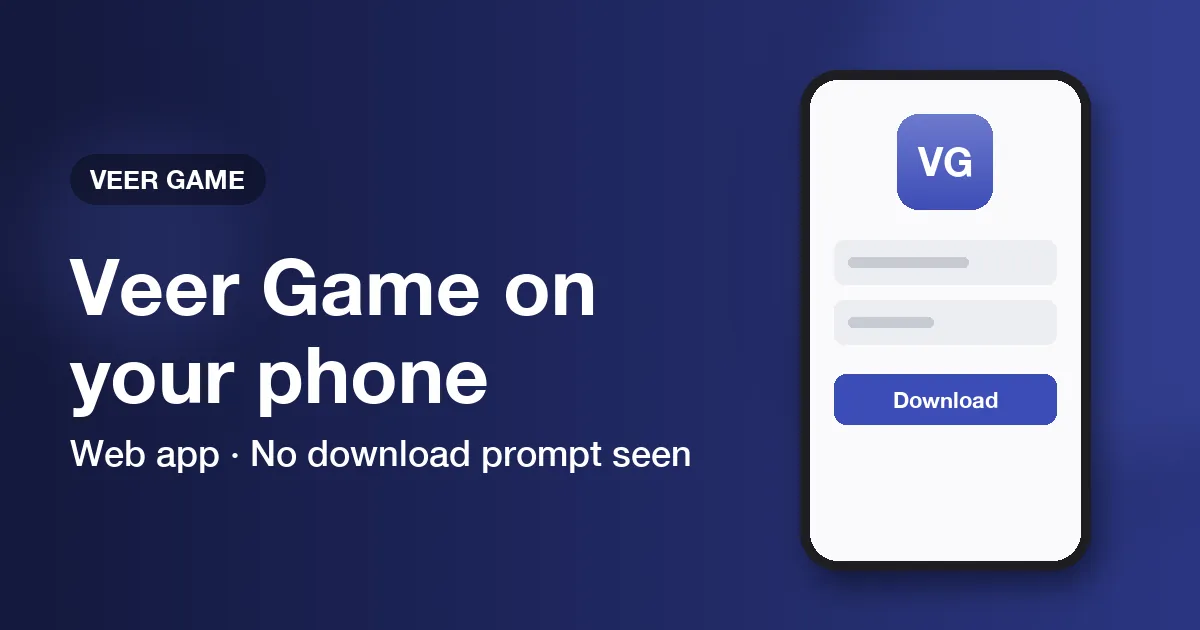 Banner showing Veer Game opened in a mobile browser