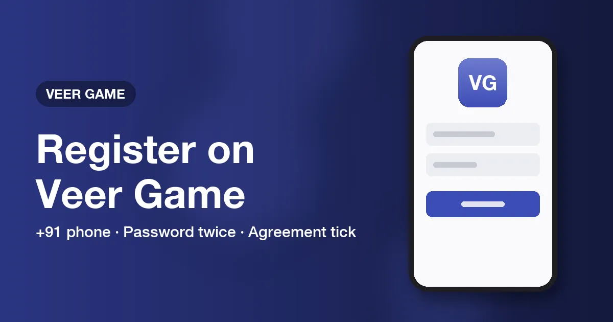 Banner showing a phone with the Veer Game register form fields