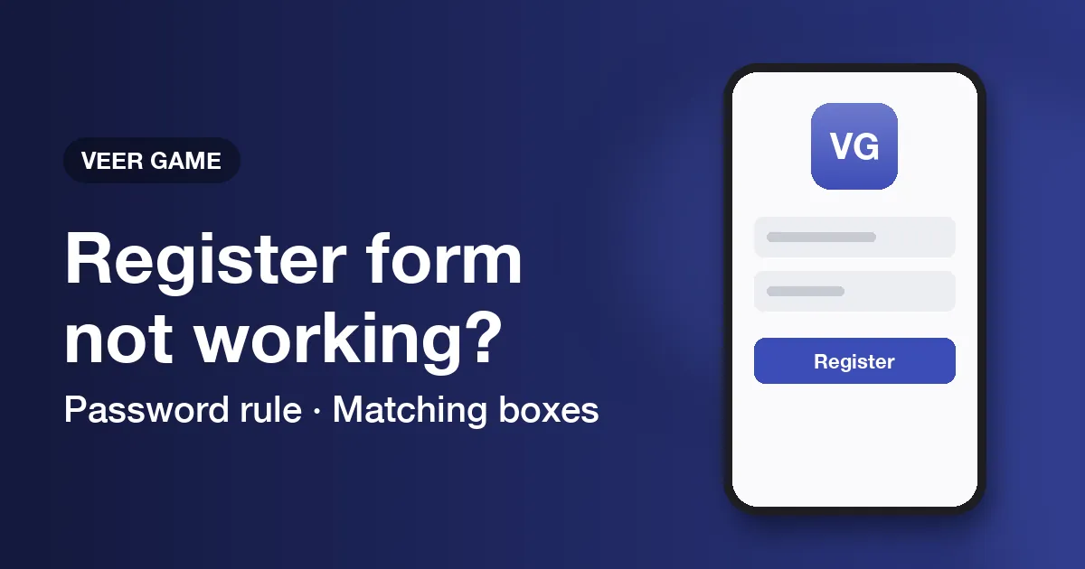 Banner about fixing Veer Game registration errors on a phone form